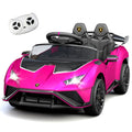 Lamborghini 12V Ride on Car for Kids, Powered Ride on Toys with Remote Control, Music, Bluetooth, LED Lights, Rear Wheel Suspension Electric Car for 1-4 Years Ages Olds, Pink