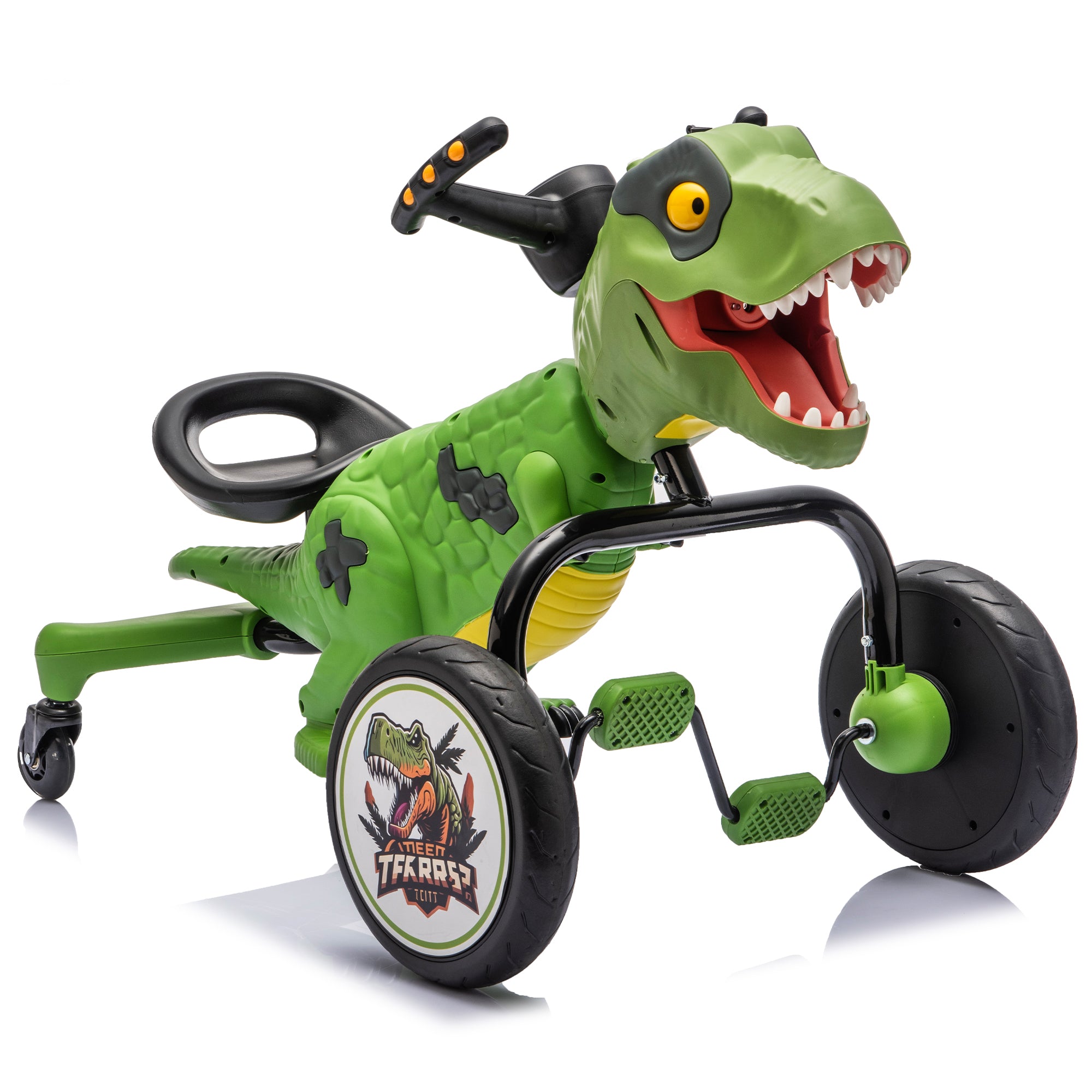 Dinosaur Pedal Drift Car for Kids 3-6, Water Spray, LED Lights, Music & Roaring Sounds, PP+EVA Wheels, Human-Powered Ride-On Toy, Up to 66 lbs, Interactive Dino Ride