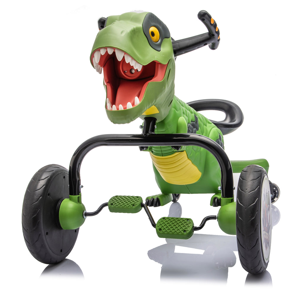 Dinosaur Pedal Drift Car for Kids 3-6, Water Spray, LED Lights, Music & Roaring Sounds, PP+EVA Wheels, Human-Powered Ride-On Toy, Up to 66 lbs, Interactive Dino Ride
