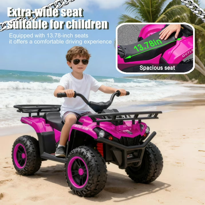 24V Power Kids Ride On Car with 160W Motors, Electric Toy with Front & Rear Storage Racks, LED Headlights, Bluetooth, Battery Display, AntiSlip Tires, Crash Bars, Ride On Toy for Kids Ages 3-5, Pink