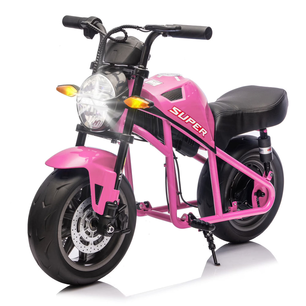 24V 300W Kids Ride On Toy for Big Kids 6+, Electric Powered Ride On with 14” EVA Wheels, Dual Suspension, Twist Throttle, Lights & Music, Top Speed 11.18 MPH