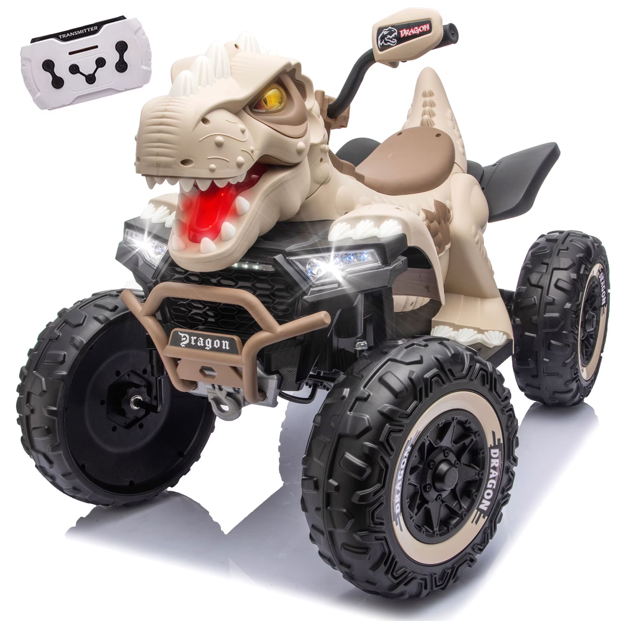 24V Dinosaur Kids Ride On Car, 2 Seater Power Ride On Toy for Kids with Remote Control, Bluetooth, USB, 4-Wheel Suspension, Dinosaur Electric Toy Car for Boys and Girls Ages 3-8
