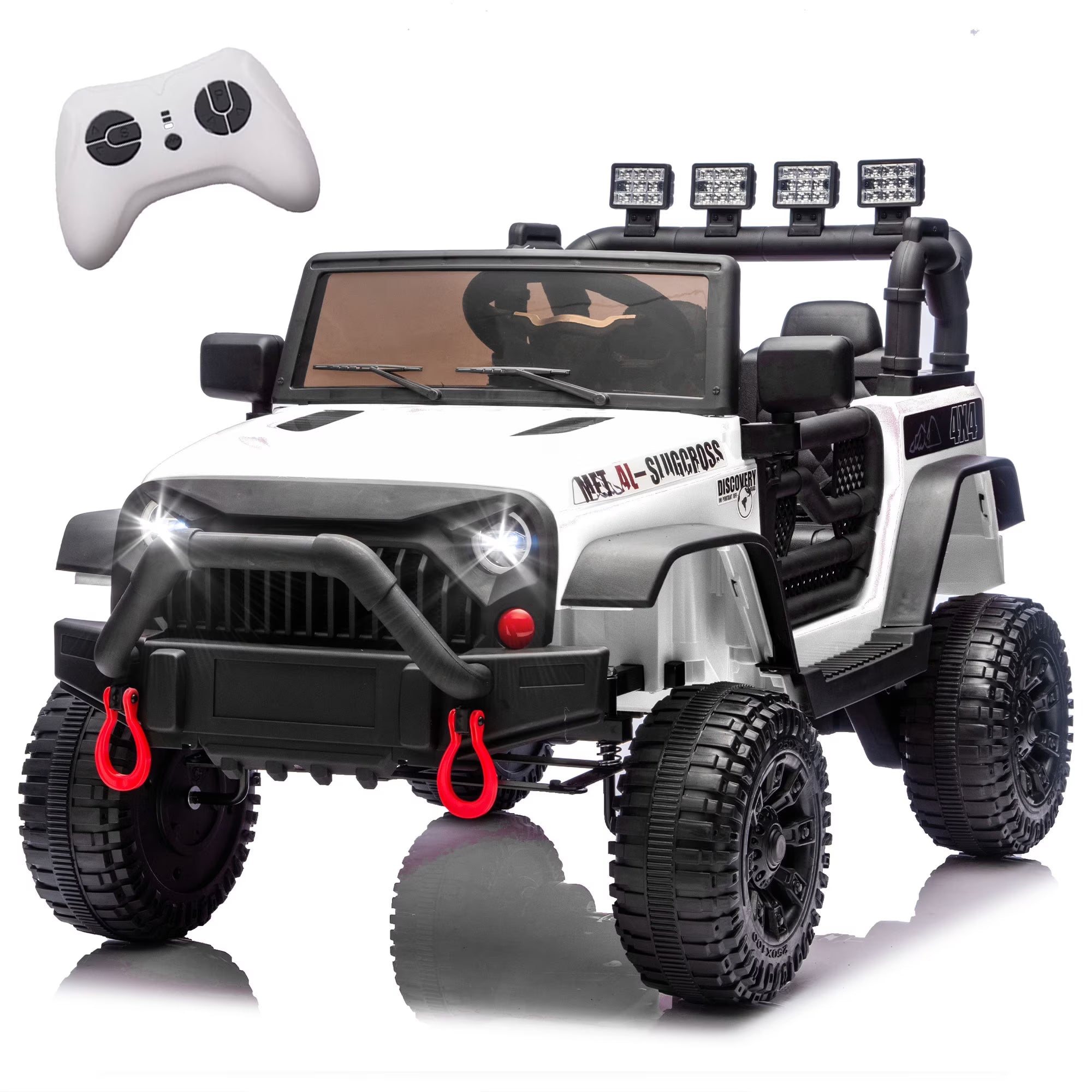 24V Kids Ride On Car W/Parents Control,2*200w Power motors,Four Wheel Suspension,Adjustable speed,USB,MP3,Music,Bluetooth,Large display screen,Power Display,Safety Belt for Kids Aged 3+.