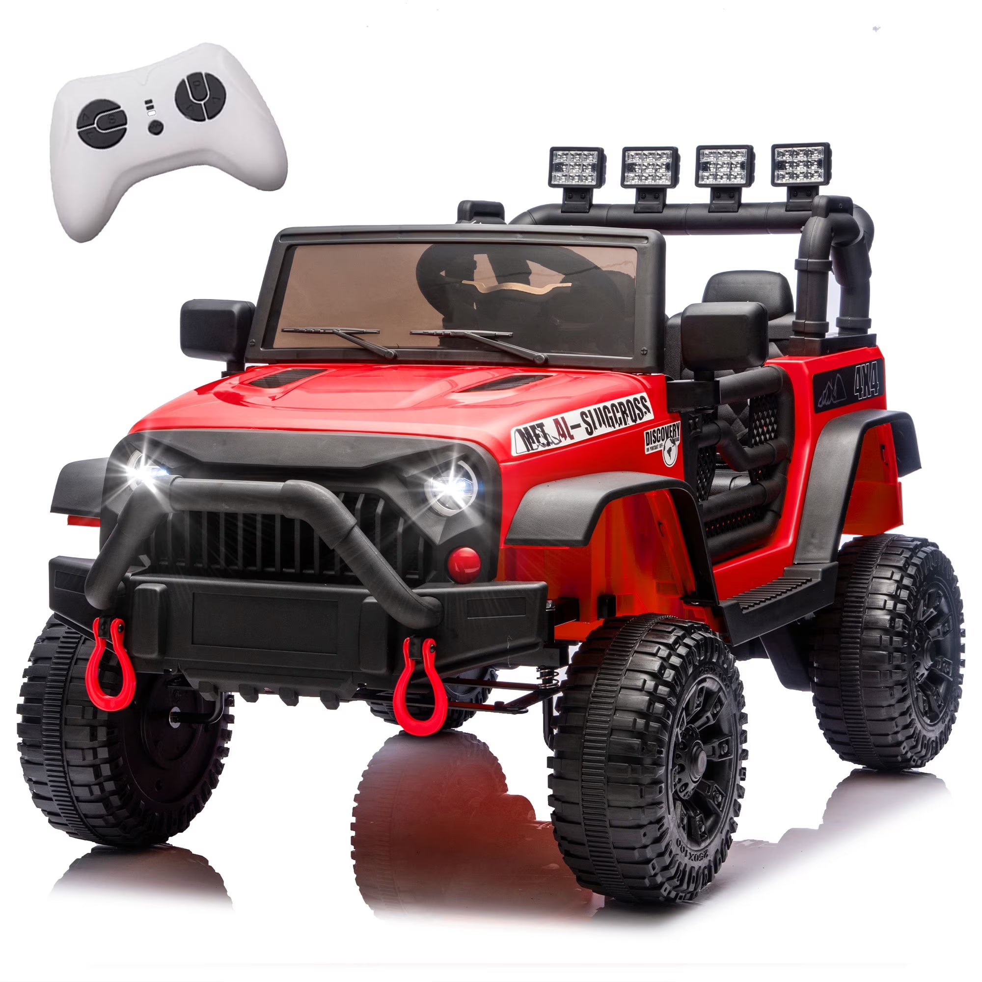 24V Kids Ride On Car W/Parents Control,2*200w Power motors,Four Wheel Suspension,Adjustable speed,USB,MP3,Music,Bluetooth,Large display screen,Power Display,Safety Belt for Kids Aged 3+.