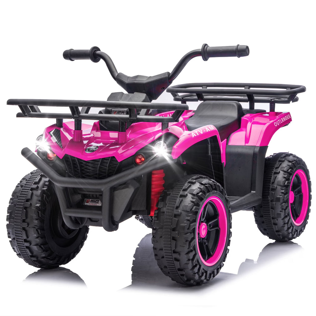 24V Power Kids Ride On Car with 160W Motors, Electric Toy with Front & Rear Storage Racks, LED Headlights, Bluetooth, Battery Display, AntiSlip Tires, Crash Bars, Ride On Toy for Kids Ages 3-5, Pink