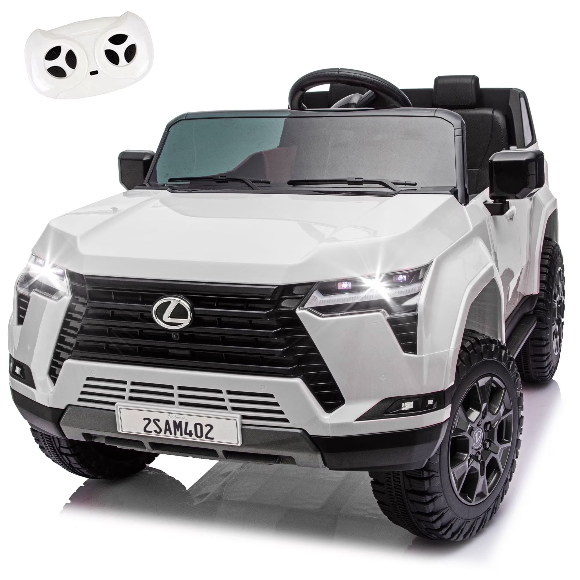 24V Ride On Car for Kids, Lexus GX550 2 Seater Powered Ride on Toys with Remote Control, 4 Wheels Suspension, Bluetooth, Music, LED Lights, Kids Electric Car for Boys Girls Ages 3-8, White
