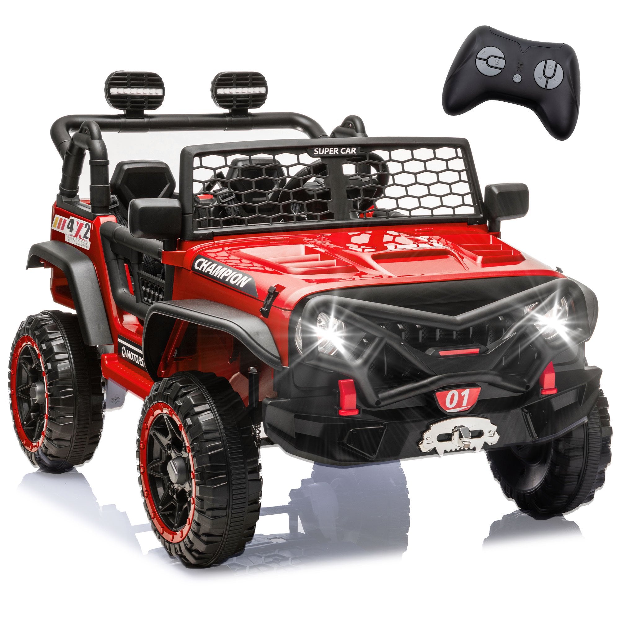 24V 2 Seater Ride on Toys for Kids, Powered Ride on Car with Remote Control, 4 Wheel Suspension, Bluetooth, Music, LED, Dual 200W Motors, Soft Start, Electric Car for Big Kids Girls Boys 3-8, Blue