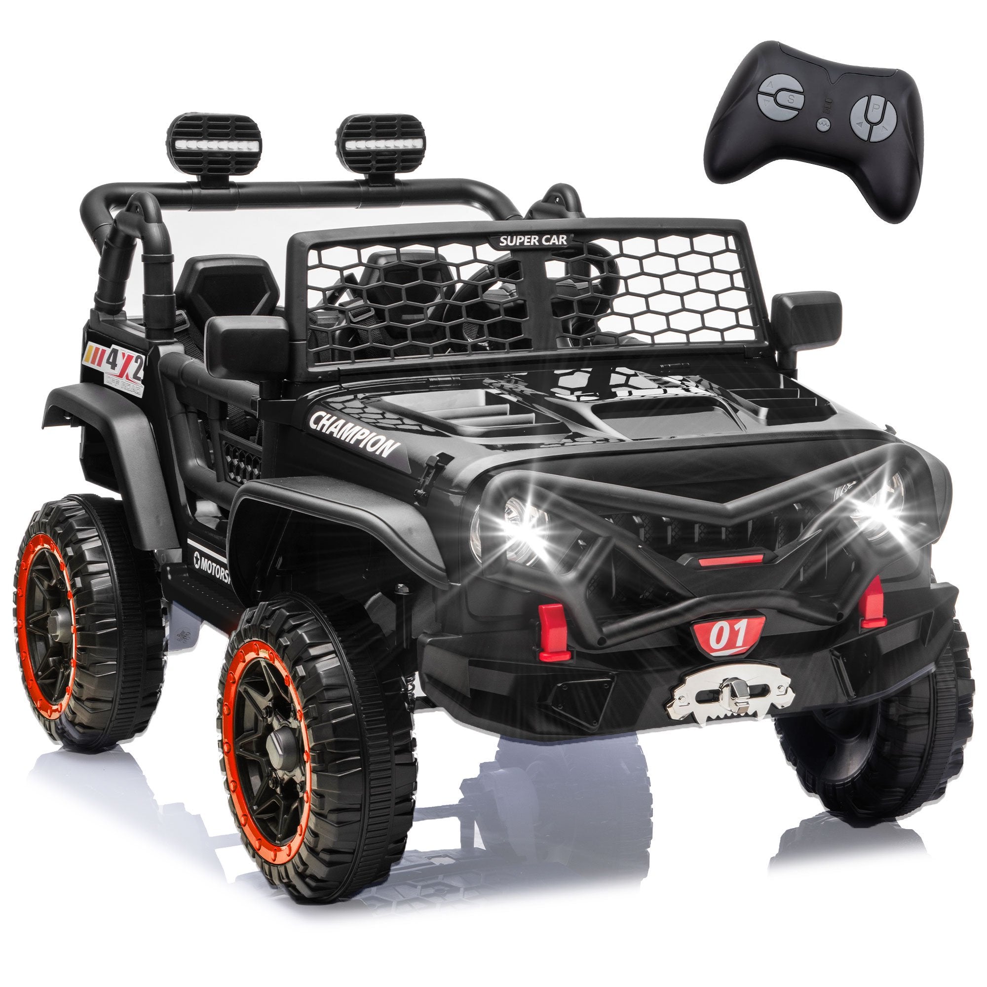 24V 2 Seater Ride on Toys for Kids, Powered Ride on Car with Remote Control, 4 Wheel Suspension, Bluetooth, Music, LED, Dual 200W Motors, Soft Start, Electric Car for Big Kids Girls Boys 3-8, Blue