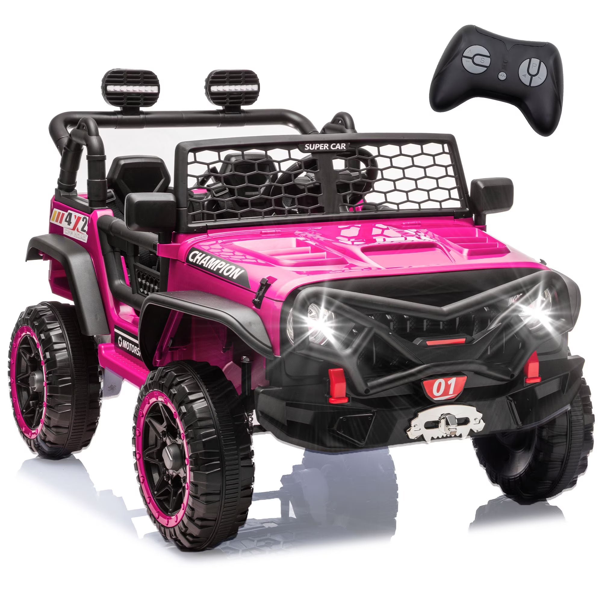 24V 2 Seater Ride on Toys for Kids, Powered Ride on Car with Remote Control, 4 Wheel Suspension, Bluetooth, Music, LED, Dual 200W Motors, Soft Start, Electric Car for Big Kids Girls Boys 3-8, Blue