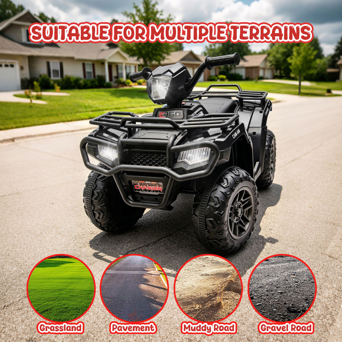 24V Kids Ride On ATV Toy, Electric 4 Wheeler Ride on Car for Toddlers Ages 2-4, Dual 55W Motors, 3.11 MPH Max Speed, Bluetooth Music, LED Lights, Spring Suspension, Storage Racks, Black