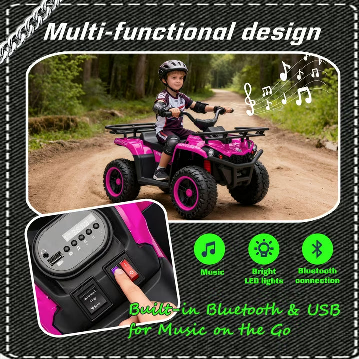 24V Power Kids Ride On Car with 160W Motors, Electric Toy with Front & Rear Storage Racks, LED Headlights, Bluetooth, Battery Display, AntiSlip Tires, Crash Bars, Ride On Toy for Kids Ages 3-5, Pink