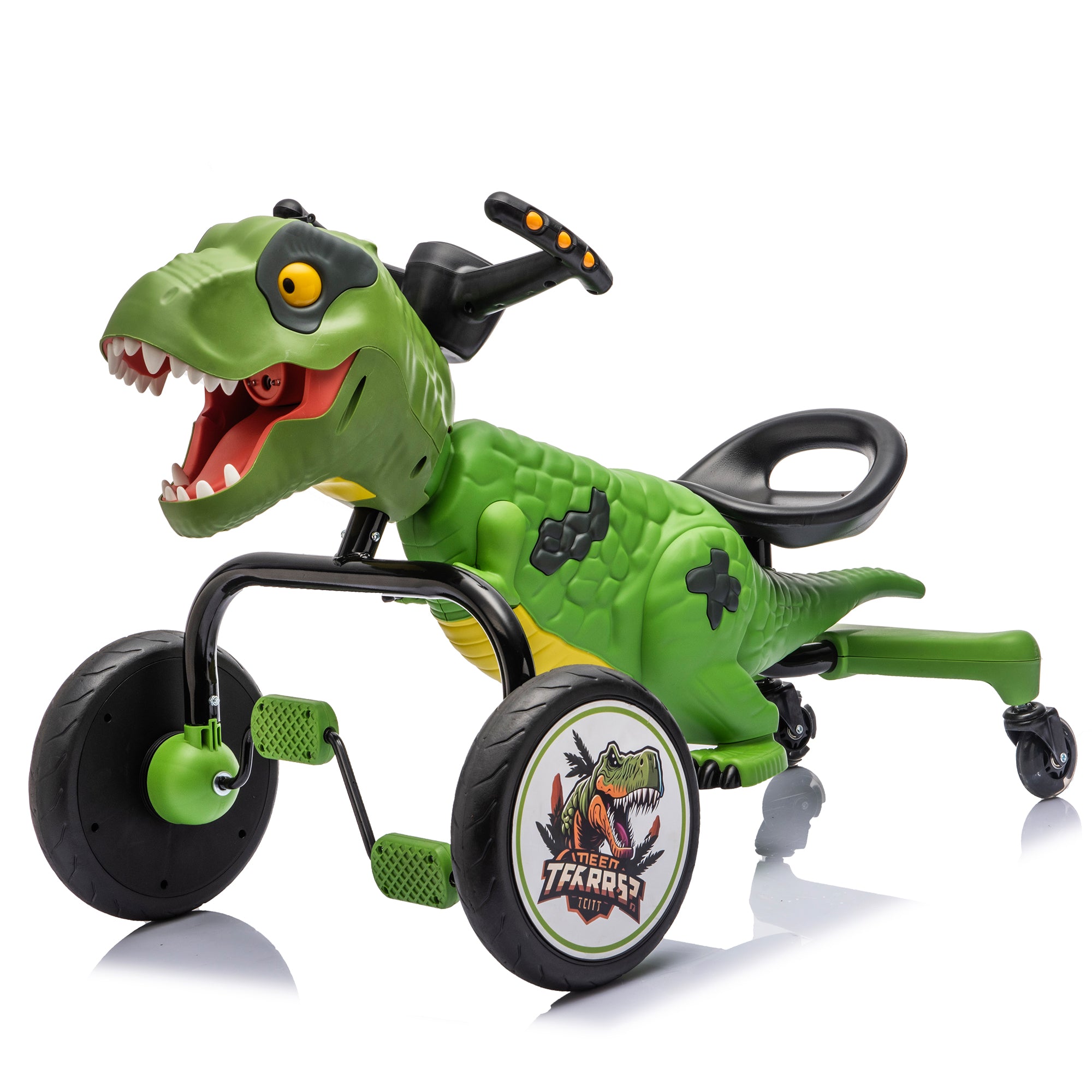 Dinosaur Pedal Drift Car for Kids 3-6, Water Spray, LED Lights, Music & Roaring Sounds, PP+EVA Wheels, Human-Powered Ride-On Toy, Up to 66 lbs, Interactive Dino Ride