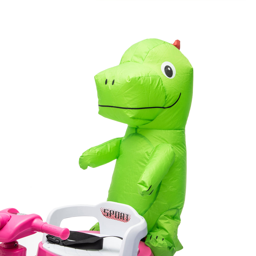 12V Power Ride On Toy with Remote Control, 360° Spin Scooter Ride On Cars for Kid with Bluetooth Music, Indoor Floor Mop & Inflatable Dinosaur, Battery Powered Ride On Cars for Toddlers Age 2-4, Pink