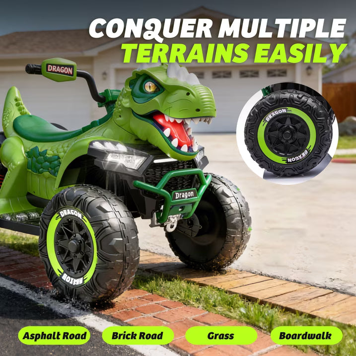 24V Dinosaur Kids Ride On Car, 2 Seater Power Ride On Toy for Kids with Remote Control, Bluetooth, USB, 4-Wheel Suspension, Dinosaur Electric Toy Car for Boys and Girls Ages 3-8