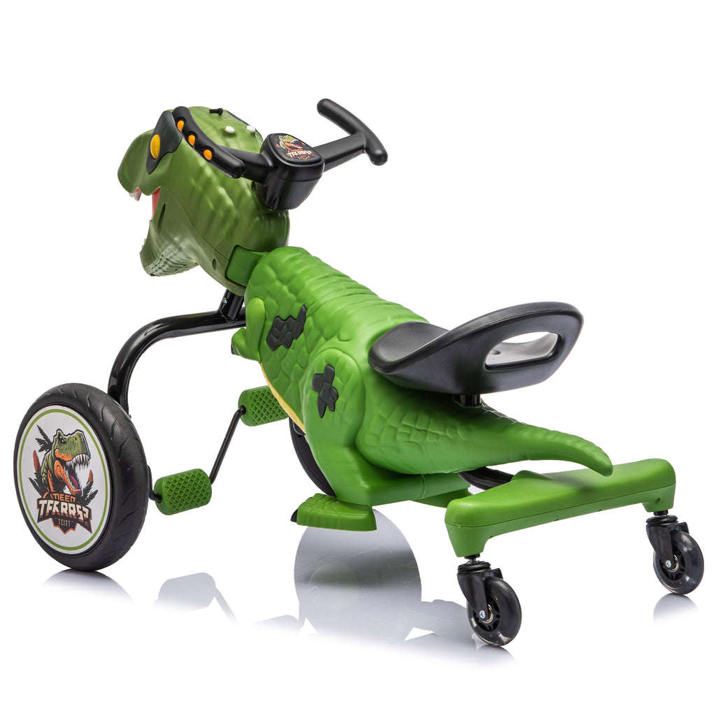 Dinosaur Pedal Drift Car for Kids 3-6, Water Spray, LED Lights, Music & Roaring Sounds, PP+EVA Wheels, Human-Powered Ride-On Toy, Up to 66 lbs, Interactive Dino Ride