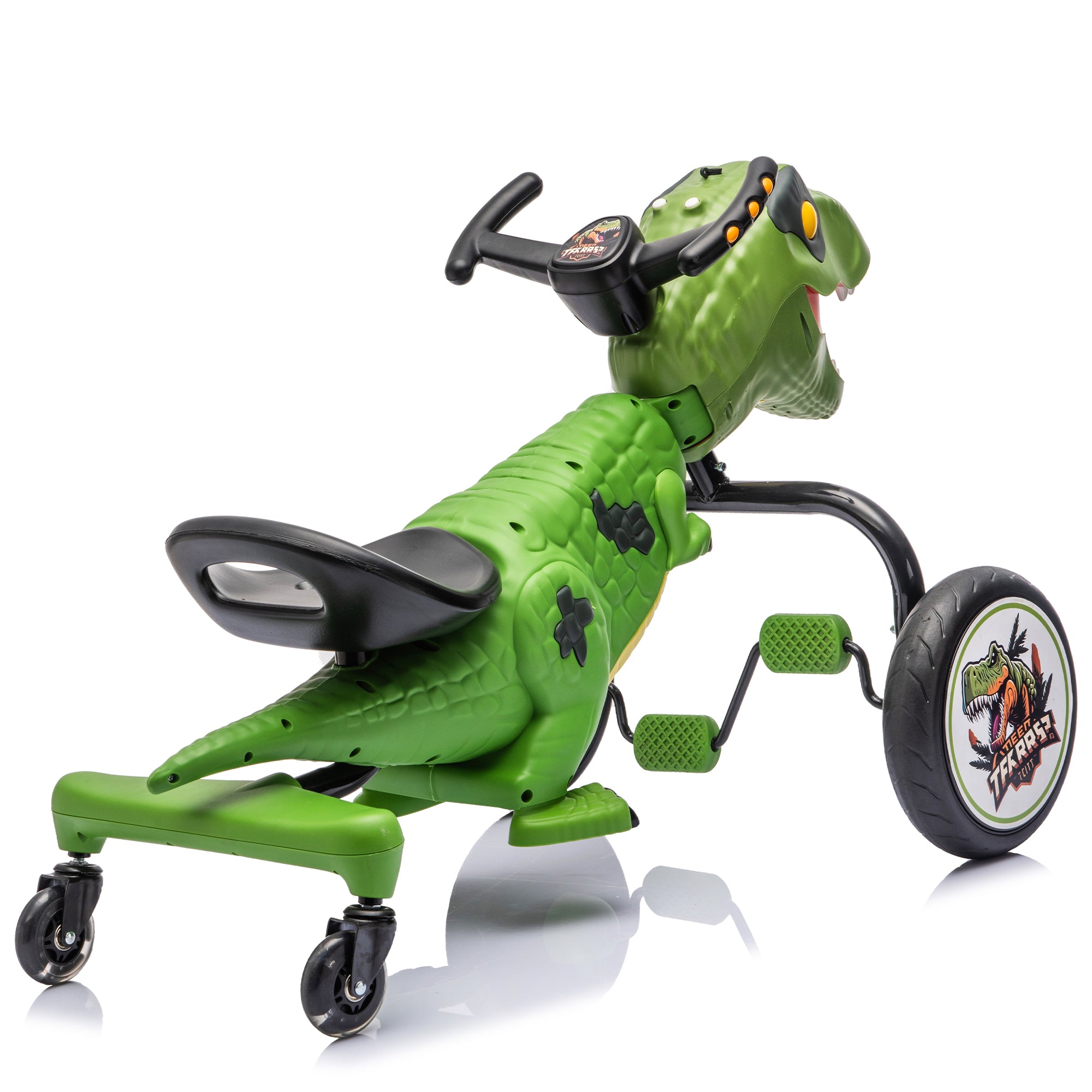 Dinosaur Pedal Drift Car for Kids 3-6, Water Spray, LED Lights, Music & Roaring Sounds, PP+EVA Wheels, Human-Powered Ride-On Toy, Up to 66 lbs, Interactive Dino Ride