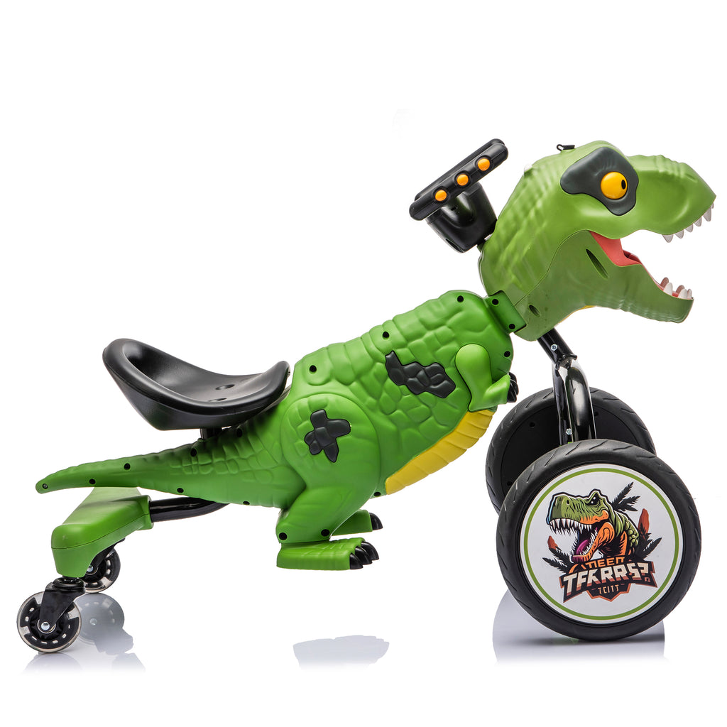 Dinosaur Pedal Drift Car for Kids 3-6, Water Spray, LED Lights, Music & Roaring Sounds, PP+EVA Wheels, Human-Powered Ride-On Toy, Up to 66 lbs, Interactive Dino Ride