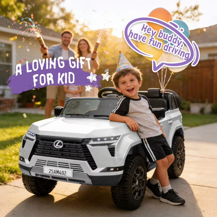 24V Ride On Car for Kids, Lexus GX550 2 Seater Powered Ride on Toys with Remote Control, 4 Wheels Suspension, Bluetooth, Music, LED Lights, Kids Electric Car for Boys Girls Ages 3-8, White