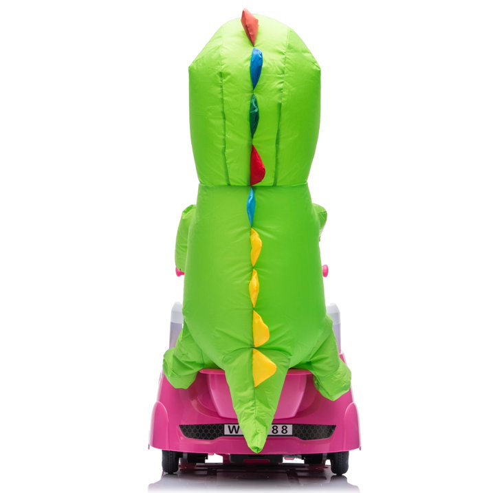 12V Power Ride On Toy with Remote Control, 360° Spin Scooter Ride On Cars for Kid with Bluetooth Music, Indoor Floor Mop & Inflatable Dinosaur, Battery Powered Ride On Cars for Toddlers Age 2-4, Pink